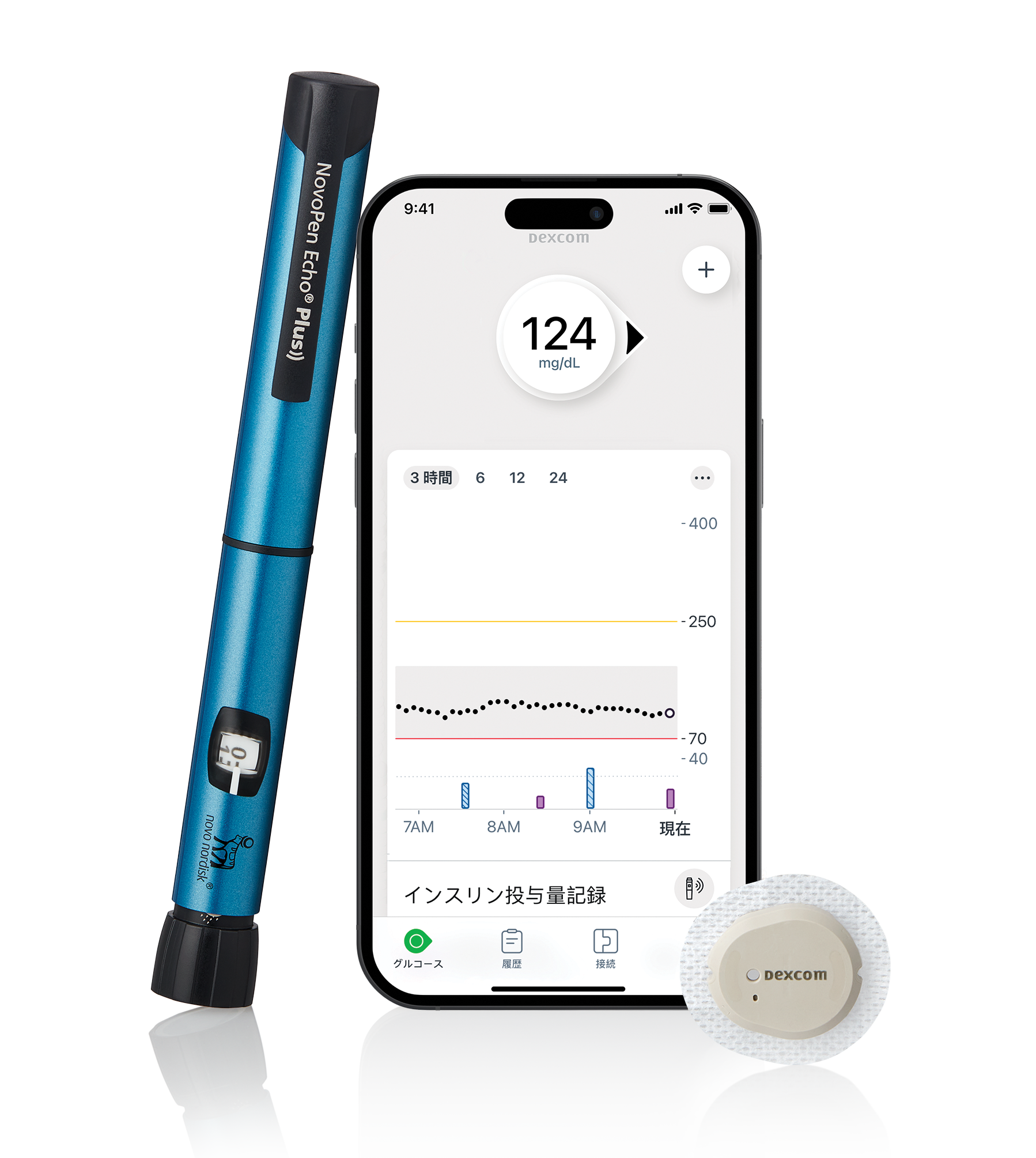 Dexcom G7 novo pen with iphone and sensor